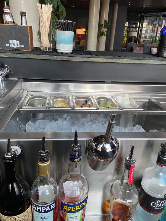 ScoopHolster ice scoop holder outside ice sink container bar