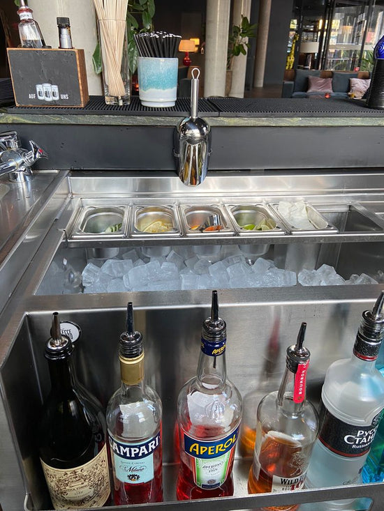 ScoopHolster ice scoop holder outside ice sink container bar